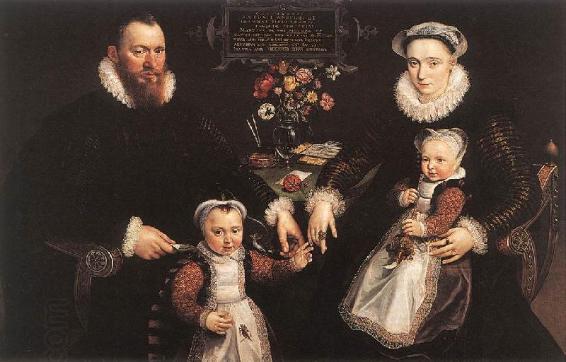 VOS, Marten de Portrait of Antonius Anselmus, His Wife and Their Children wr oil painting picture
